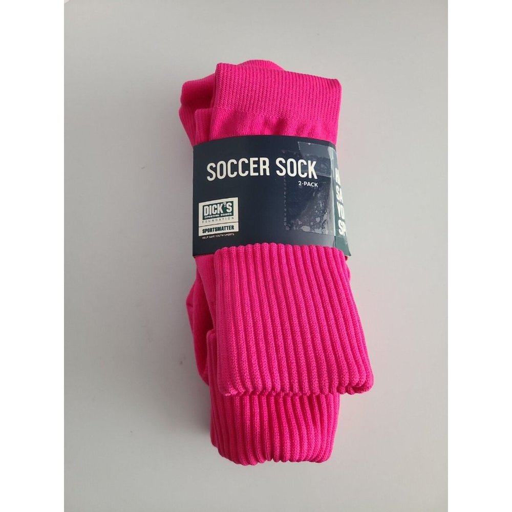 Dick’s Sporting Goods Pink Soccer Socks Size S 13k-4 Comfort Toe Seam 2-pack